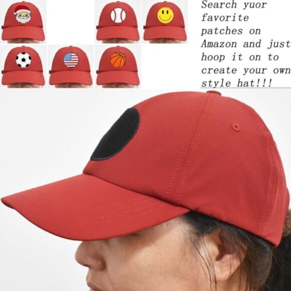 Unstructured Baseball Cap with Velcro Patches Customizable Holiday Trucker Hat - Picture 4 of 8